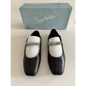 Seychelles Women’s Far Too kind Black Flats Rhinestone Square Toe 8 1/2 NEW $149